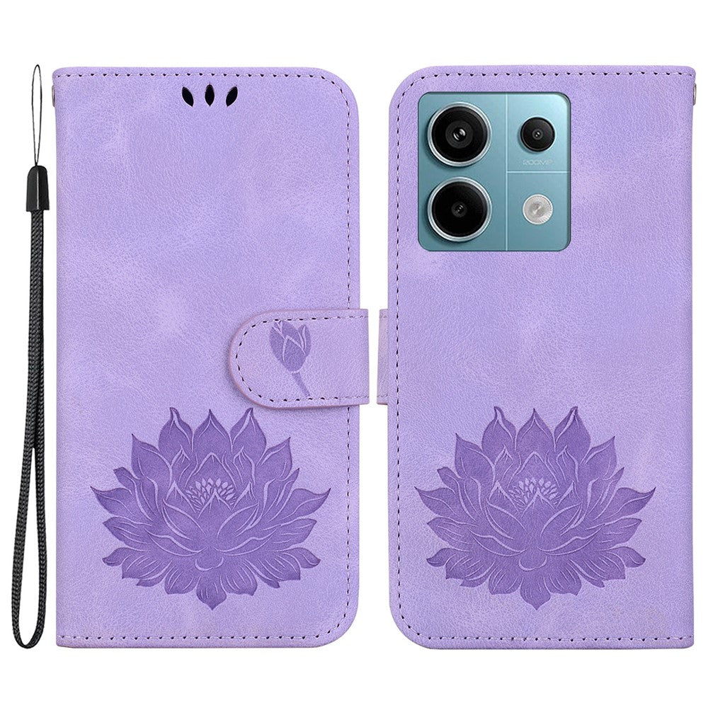 For Xiaomi Redmi Note 13 Pro 5G / Poco X6 5G Case Flip Protective Leather Phone Cover Lotus Imprinted