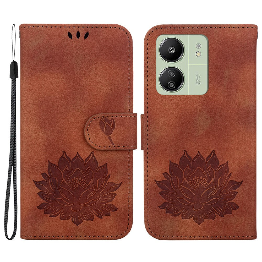 For Xiaomi Redmi 13C 4G / 5G / 13R 5G / Poco M6 5G / C65 4G Case Leather Lotus Stand Phone Cover