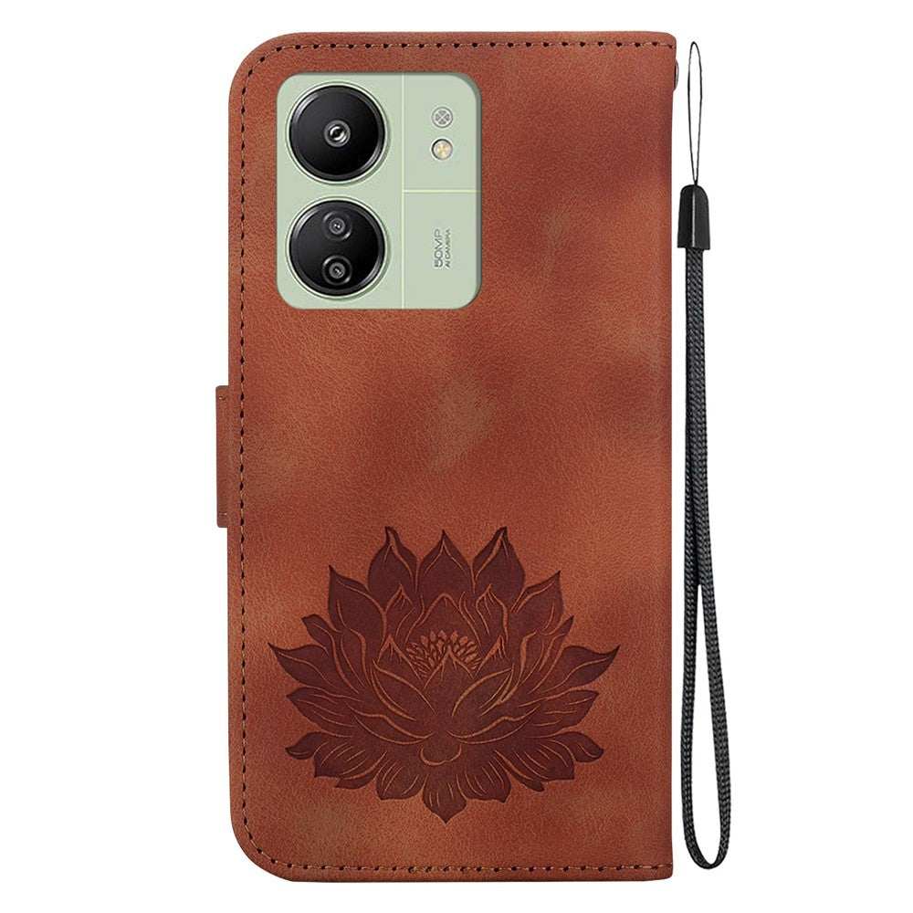 For Xiaomi Redmi 13C 4G / 5G / 13R 5G / Poco M6 5G / C65 4G Case Leather Lotus Stand Phone Cover