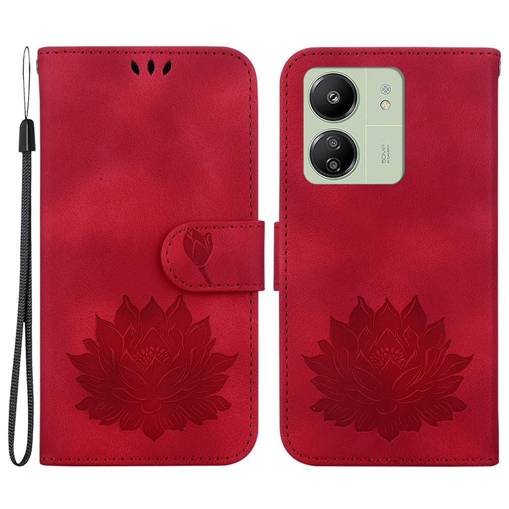For Xiaomi Redmi 13C 4G / 5G / 13R 5G / Poco M6 5G / C65 4G Case Leather Lotus Stand Phone Cover