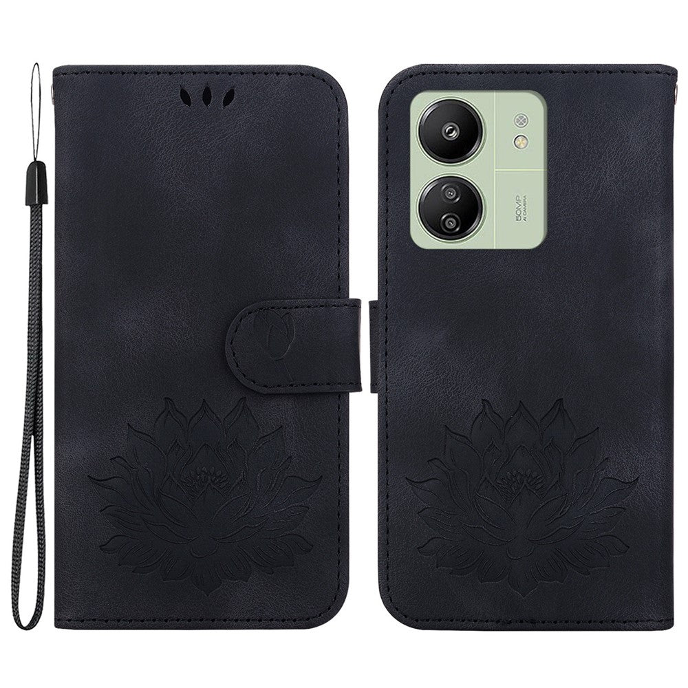 For Xiaomi Redmi 13C 4G / 5G / 13R 5G / Poco M6 5G / C65 4G Case Leather Lotus Stand Phone Cover