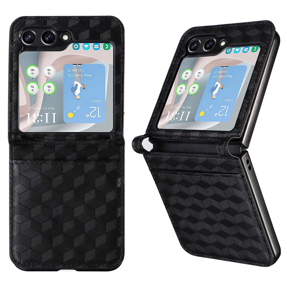Samsung Galaxy Z Flip7 FE 5G / Z Flip6 5G-cover i PU-læder + PC-mobilcover med rhombus-kortplads