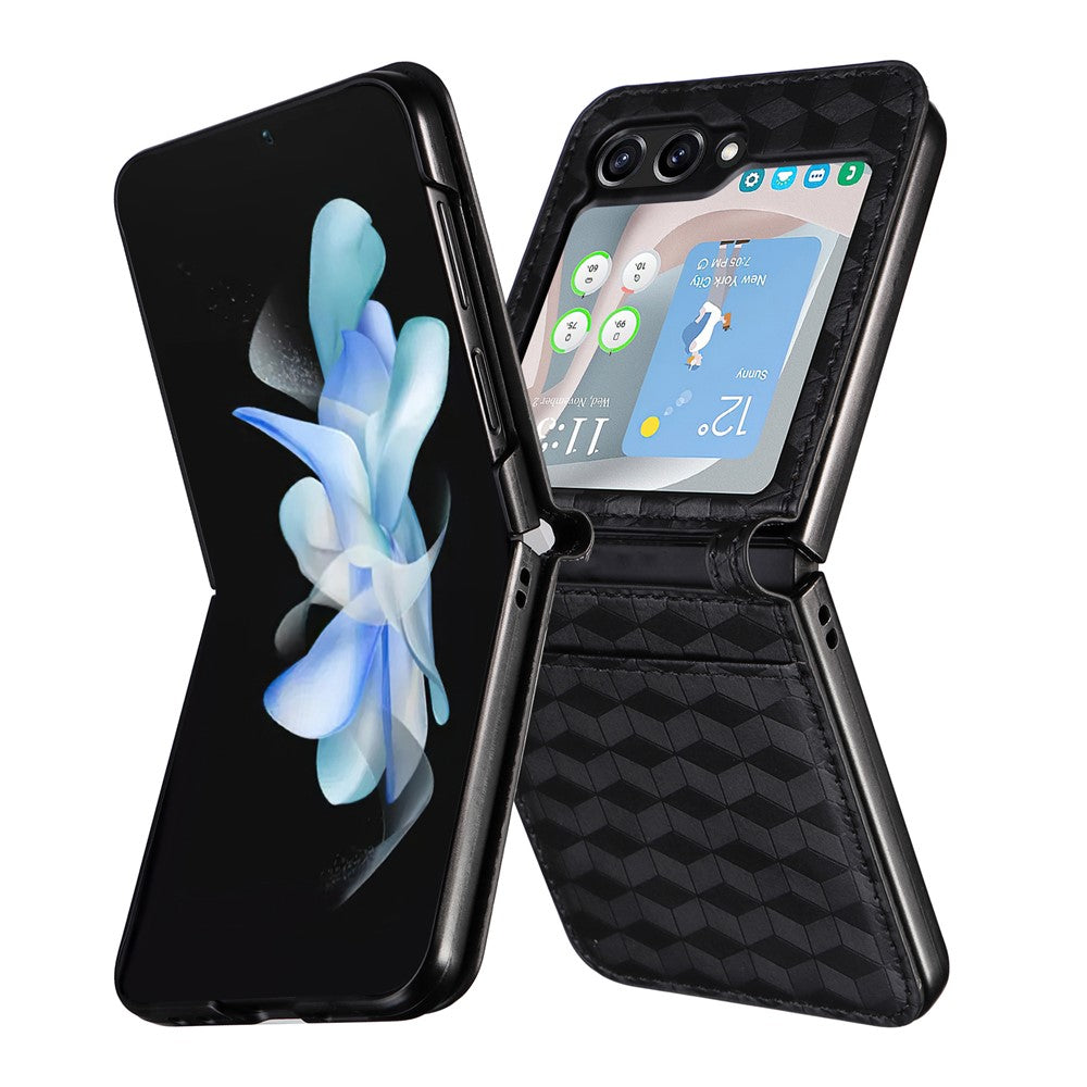 Samsung Galaxy Z Flip7 FE 5G / Z Flip6 5G-cover i PU-læder + PC-mobilcover med rhombus-kortplads