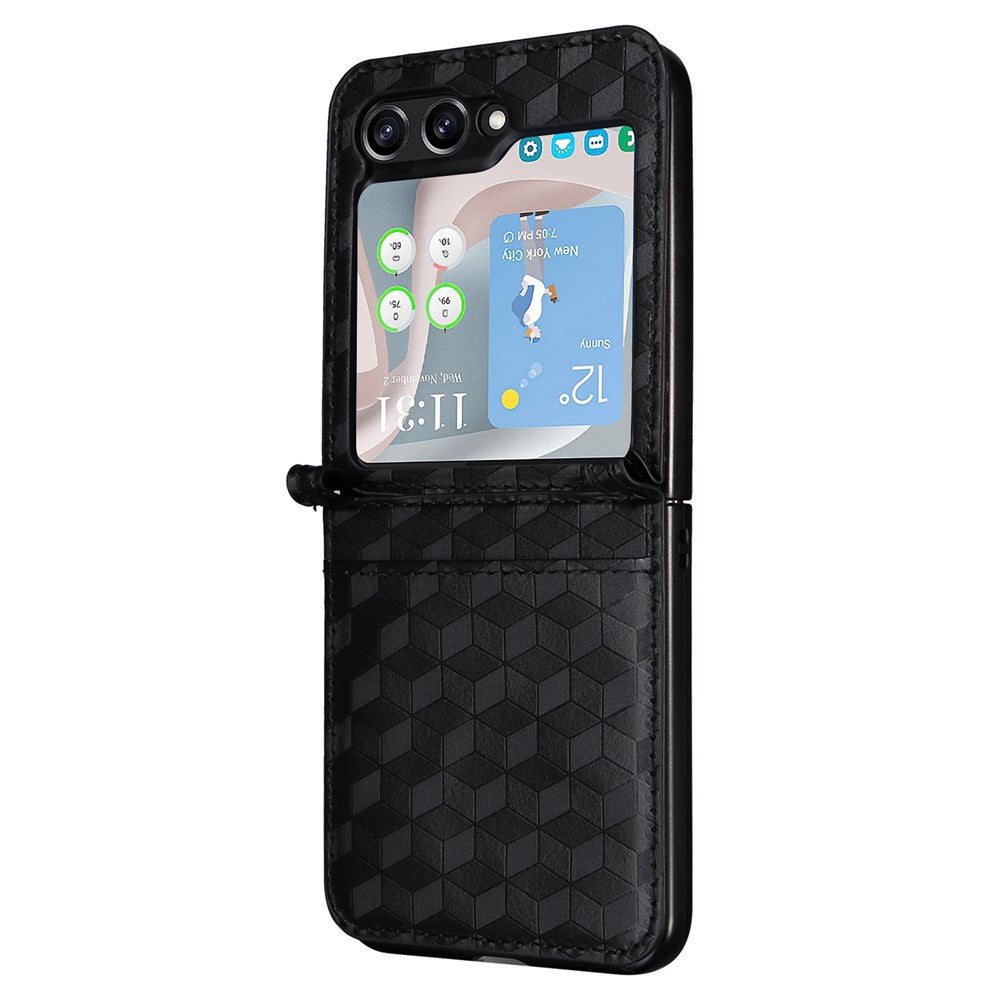 Samsung Galaxy Z Flip7 FE 5G / Z Flip6 5G-cover i PU-læder + PC-mobilcover med rhombus-kortplads