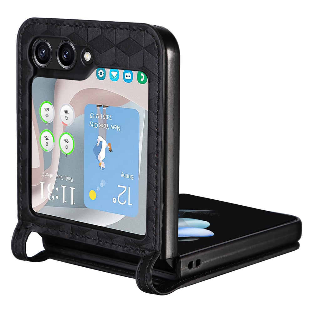 Samsung Galaxy Z Flip7 FE 5G / Z Flip6 5G-cover i PU-læder + PC-mobilcover med rhombus-kortplads