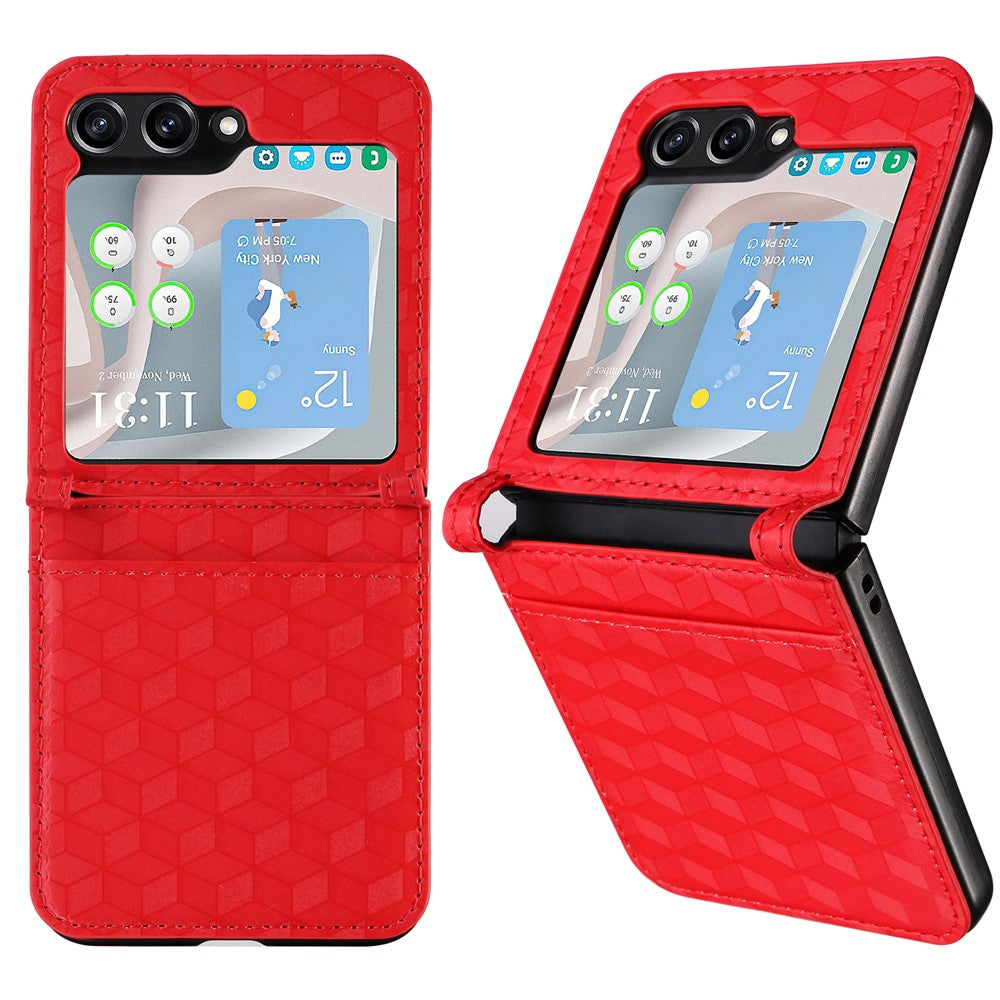 Samsung Galaxy Z Flip7 FE 5G / Z Flip6 5G-cover i PU-læder + PC-mobilcover med rhombus-kortplads