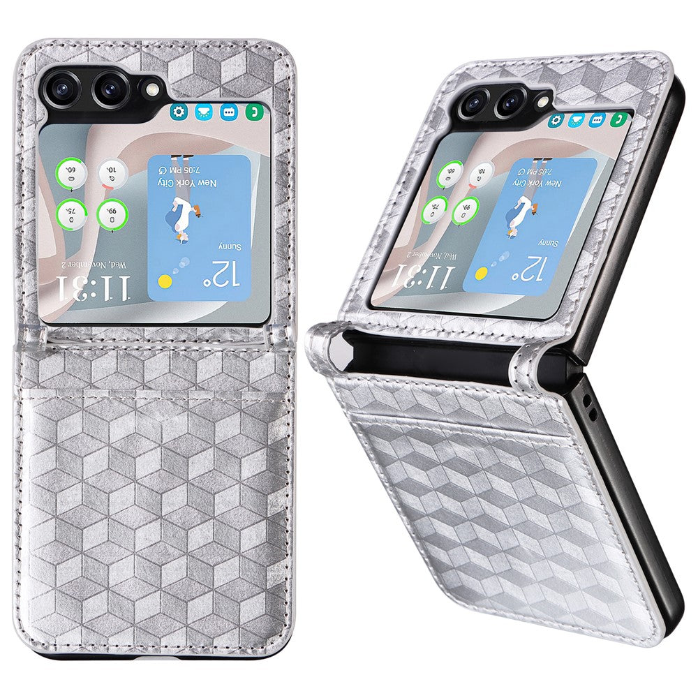 Samsung Galaxy Z Flip7 FE 5G / Z Flip6 5G-cover i PU-læder + PC-mobilcover med rhombus-kortplads