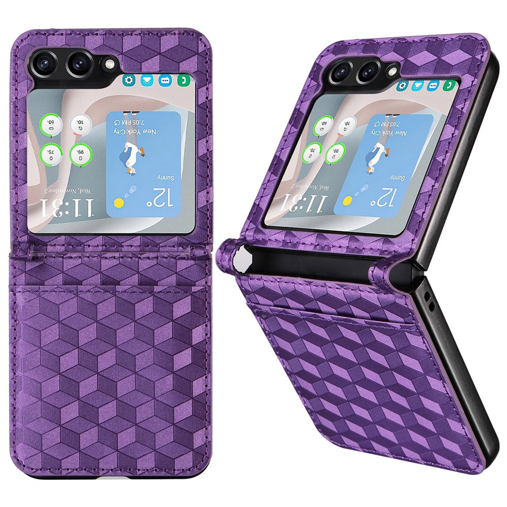 Samsung Galaxy Z Flip7 FE 5G / Z Flip6 5G-cover i PU-læder + PC-mobilcover med rhombus-kortplads