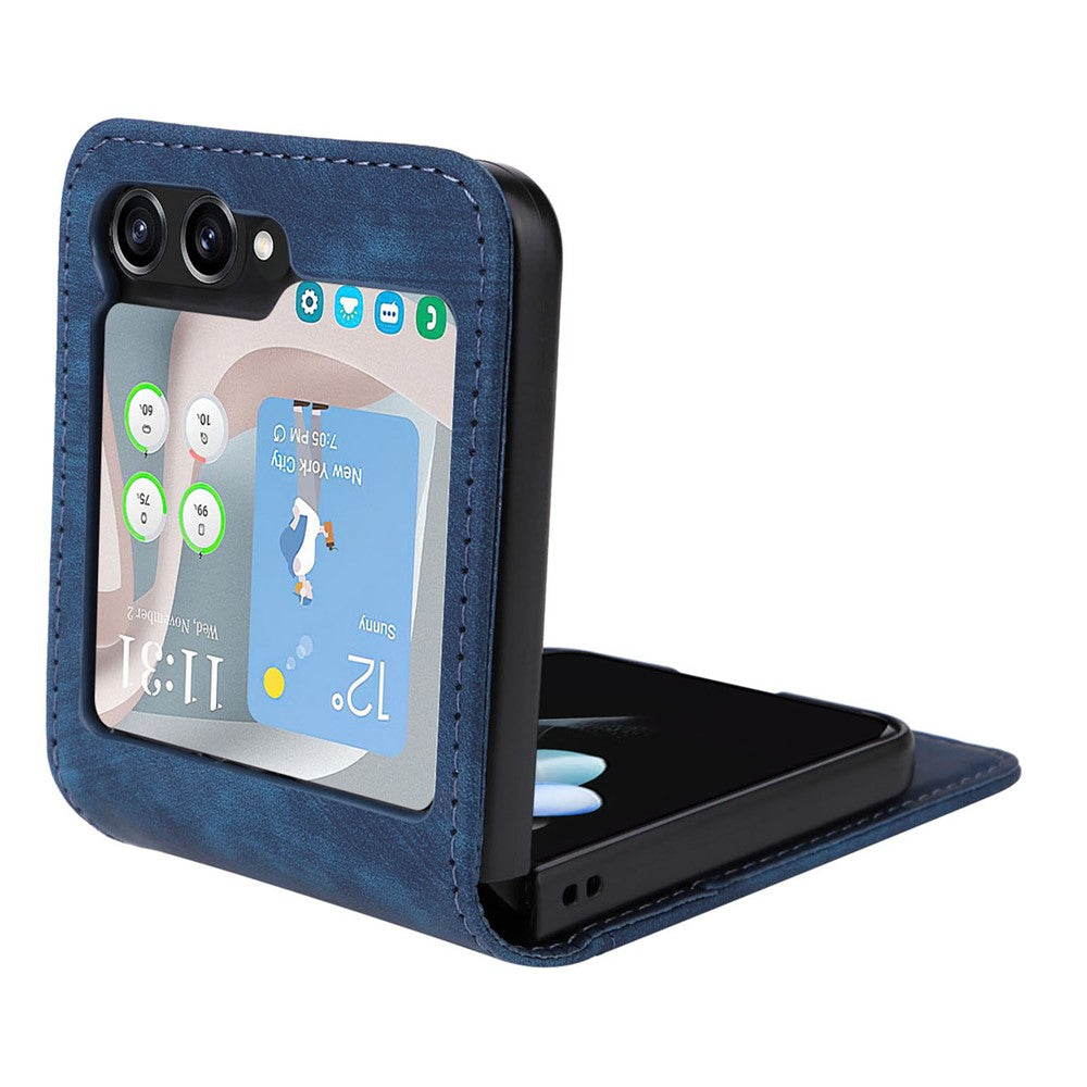 Samsung Galaxy Z Flip7 FE 5G / Z Flip6 5G-cover i PU-læder med kortholder, todelt mobilcover