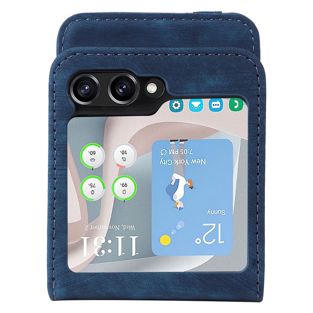 Samsung Galaxy Z Flip7 FE 5G / Z Flip6 5G-cover i PU-læder med kortholder, todelt mobilcover