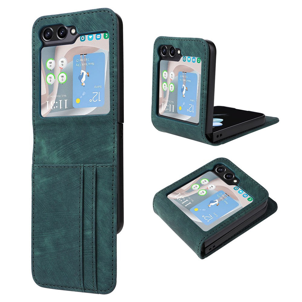 Samsung Galaxy Z Flip7 FE 5G / Z Flip6 5G-cover i PU-læder med kortholder, todelt mobilcover