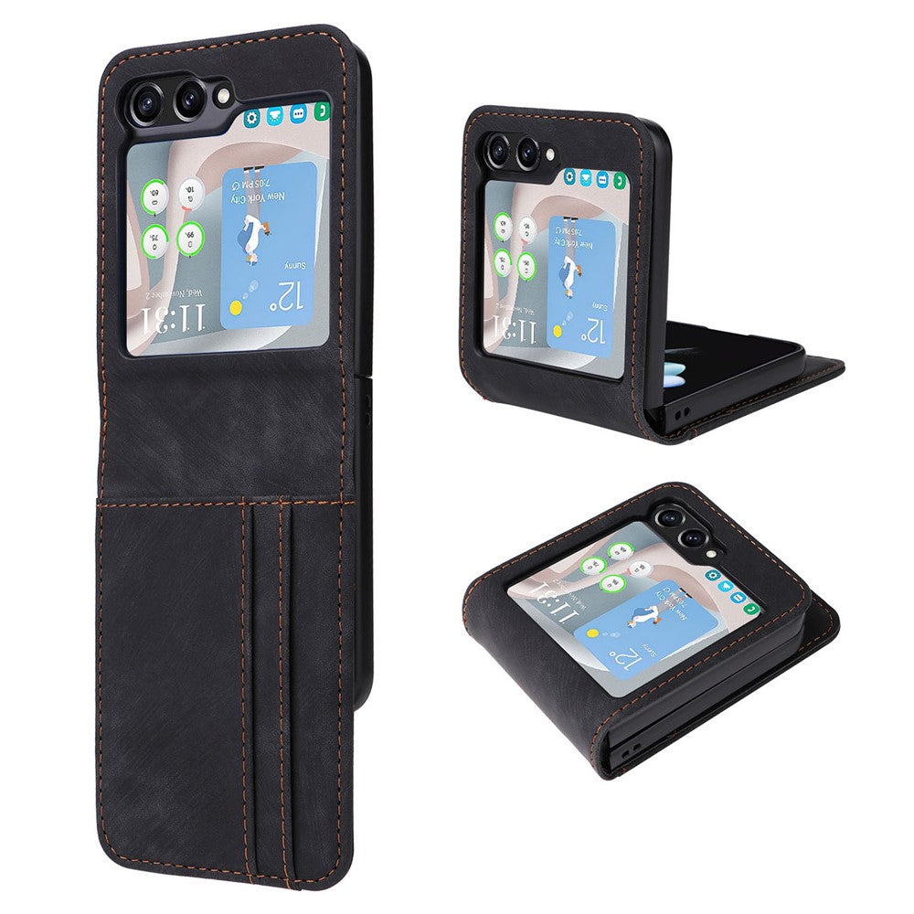 Samsung Galaxy Z Flip7 FE 5G / Z Flip6 5G-cover i PU-læder med kortholder, todelt mobilcover