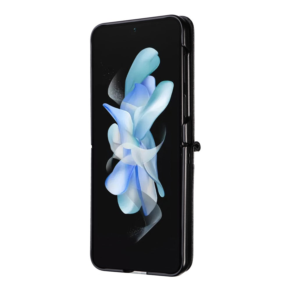 Samsung Galaxy Z Flip7 FE 5G / Z Flip6 5G-skal i litchi-textur av PU-läder + PC-kortplats för mobil