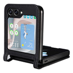 Samsung Galaxy Z Flip7 FE 5G / Z Flip6 5G-skal i litchi-textur av PU-läder + PC-kortplats för mobil