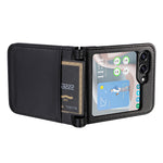 Samsung Galaxy Z Flip7 FE 5G / Z Flip6 5G-skal i litchi-textur av PU-läder + PC-kortplats för mobil