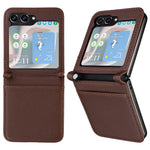Samsung Galaxy Z Flip7 FE 5G / Z Flip6 5G-skal i litchi-textur av PU-läder + PC-kortplats för mobil