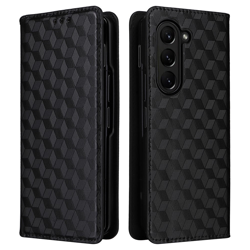 For Samsung Galaxy Z Fold6 5G Case Wallet PU Leather Phone Cover Rhombus Imprinted