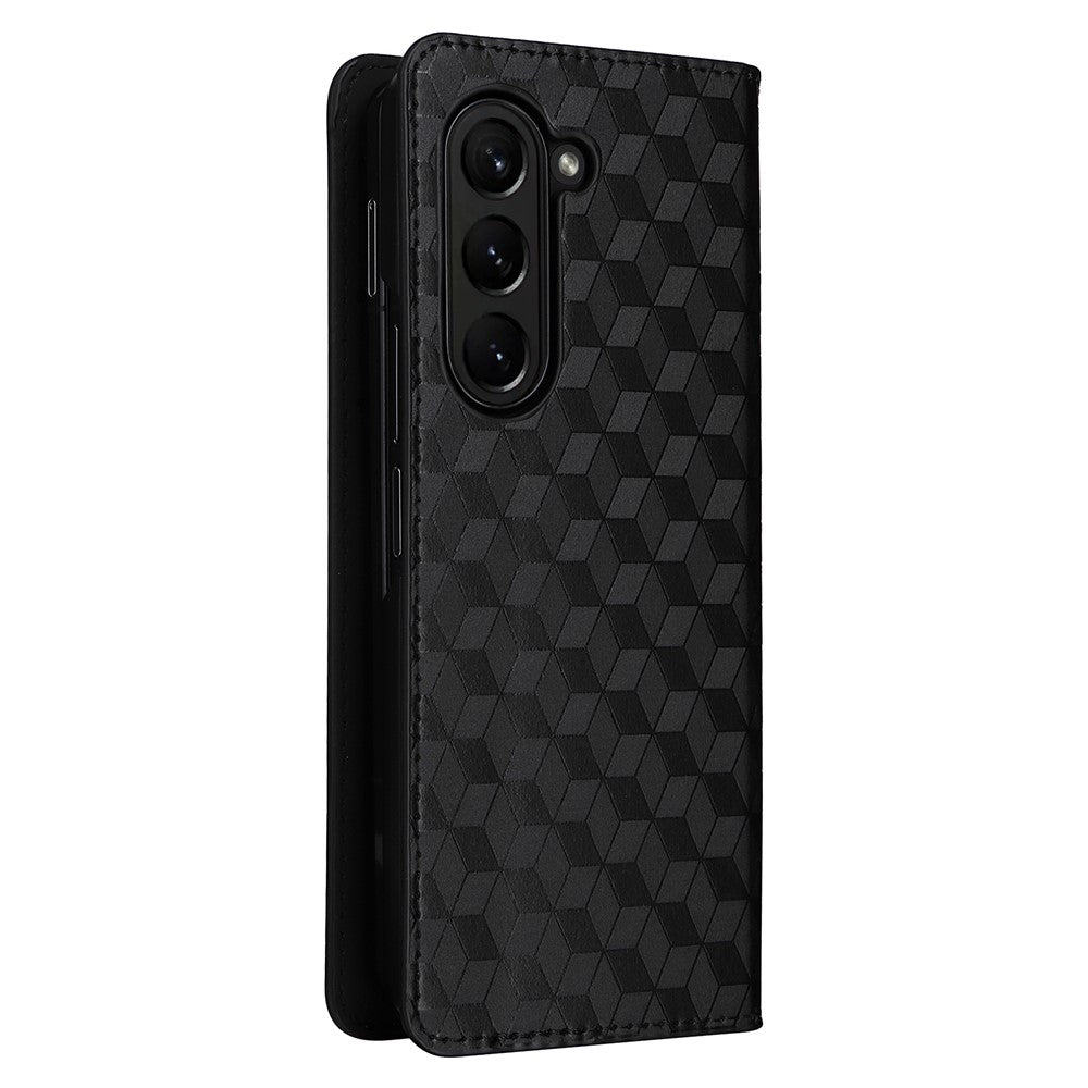 For Samsung Galaxy Z Fold6 5G Case Wallet PU Leather Phone Cover Rhombus Imprinted