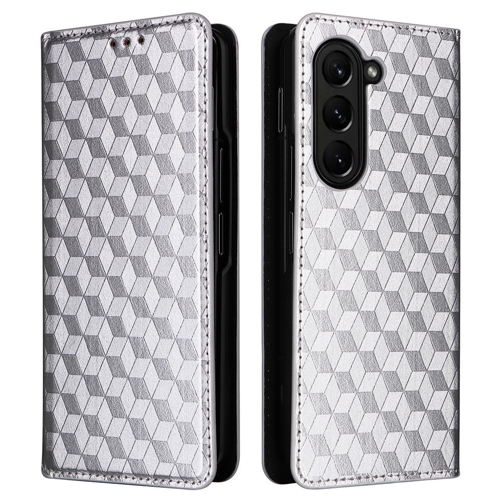 For Samsung Galaxy Z Fold6 5G Case Wallet PU Leather Phone Cover Rhombus Imprinted