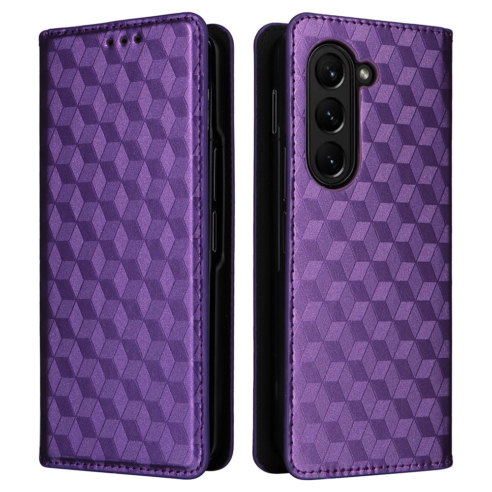 For Samsung Galaxy Z Fold6 5G Case Wallet PU Leather Phone Cover Rhombus Imprinted