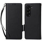 For Samsung Galaxy Z Fold6 5G Case with Wrist Strap Litchi Texture PU Leather Wallet Phone Cover
