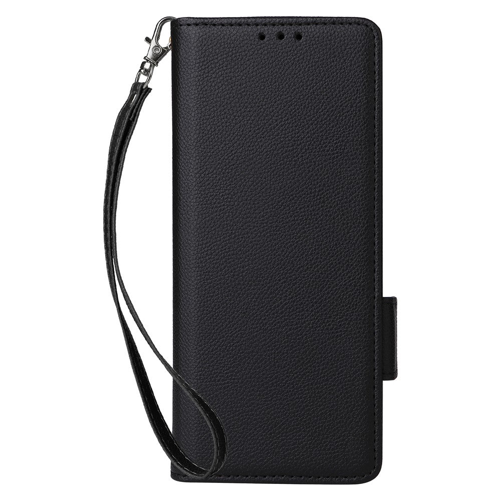 For Samsung Galaxy Z Fold6 5G Case with Wrist Strap Litchi Texture PU Leather Wallet Phone Cover