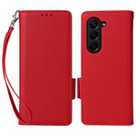 For Samsung Galaxy Z Fold6 5G Case with Wrist Strap Litchi Texture PU Leather Wallet Phone Cover