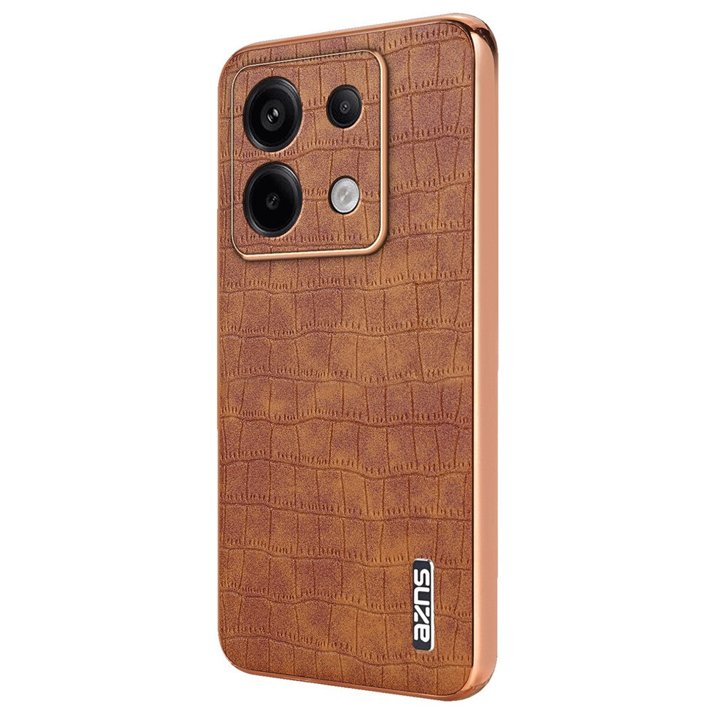 AZNS For Xiaomi Redmi Note 13 Pro 5G / Poco X6 5G Case PU Leather Back Cover Electroplating Edge