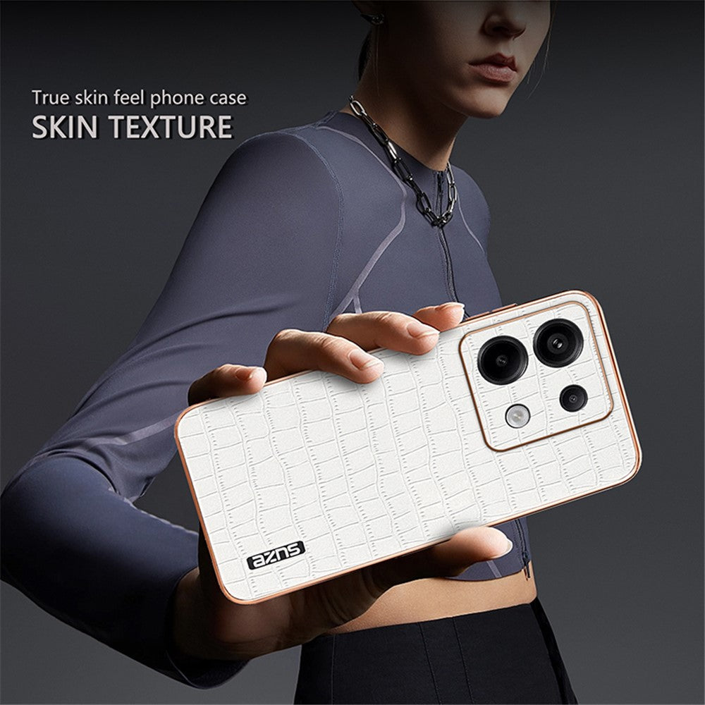 AZNS For Xiaomi Redmi Note 13 Pro 5G / Poco X6 5G Case PU Leather Back Cover Electroplating Edge