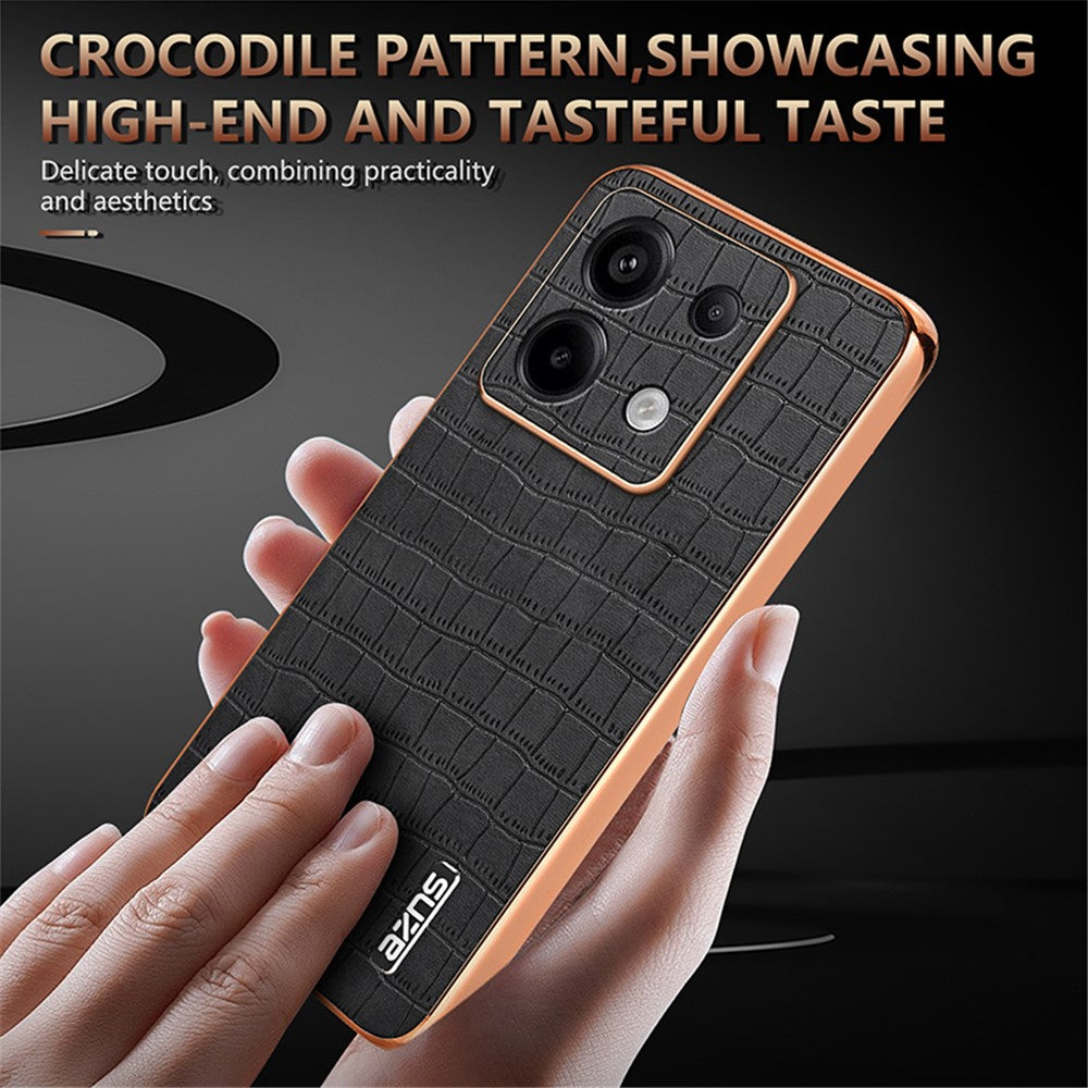 AZNS For Xiaomi Redmi Note 13 Pro 5G / Poco X6 5G Case PU Leather Back Cover Electroplating Edge