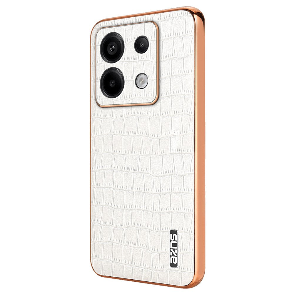 AZNS For Xiaomi Redmi Note 13 Pro 5G / Poco X6 5G Case PU Leather Back Cover Electroplating Edge