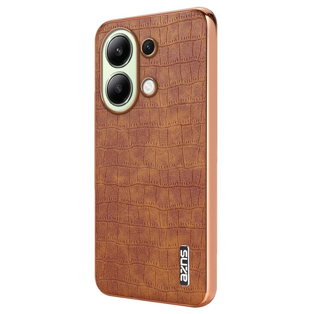 AZNS För Xiaomi Redmi Note 13 4G Skal Elektroplätering Krokodilstruktur PU+TPU Baksida mobilskal