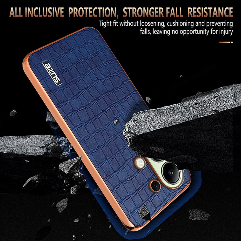 AZNS För Xiaomi Redmi Note 13 4G Skal Elektroplätering Krokodilstruktur PU+TPU Baksida mobilskal