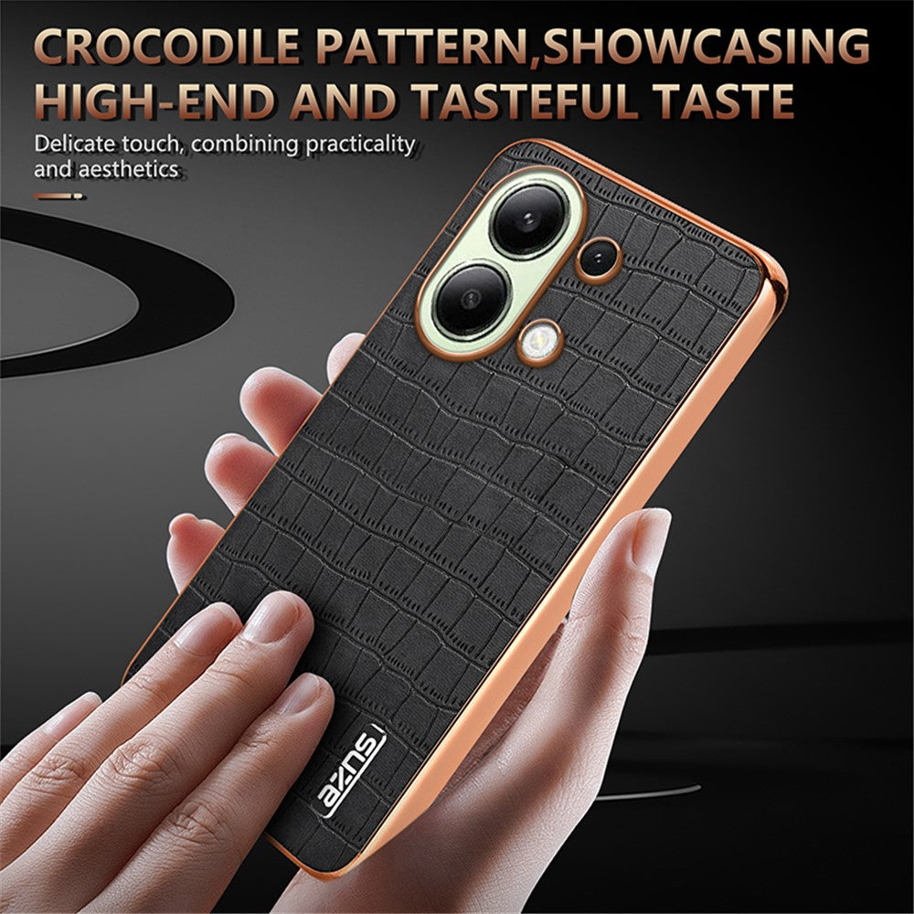 AZNS For Xiaomi Redmi Note 13 4G Case Electroplating Crocodile Texture PU+TPU Back Phone Cover