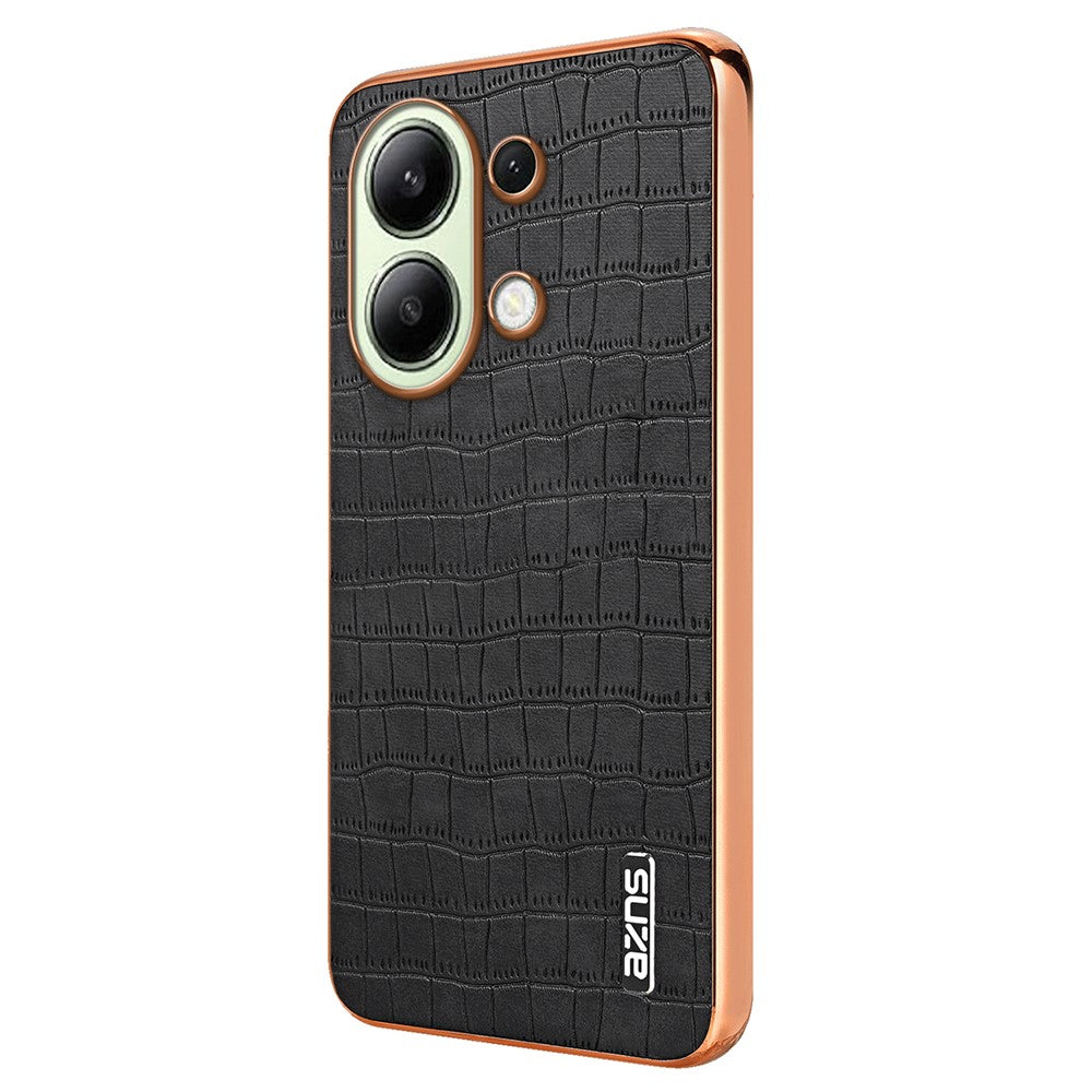 AZNS För Xiaomi Redmi Note 13 4G Skal Elektroplätering Krokodilstruktur PU+TPU Baksida mobilskal