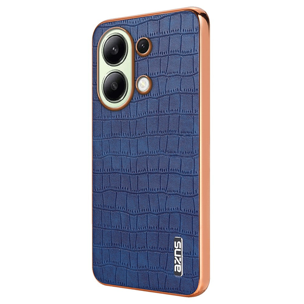 AZNS För Xiaomi Redmi Note 13 4G Skal Elektroplätering Krokodilstruktur PU+TPU Baksida mobilskal