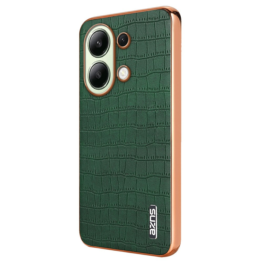 AZNS För Xiaomi Redmi Note 13 4G Skal Elektroplätering Krokodilstruktur PU+TPU Baksida mobilskal