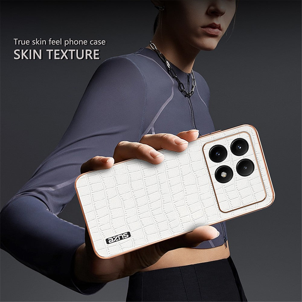 AZNS For Xiaomi Redmi K70E 5G / Poco X6 Pro 5G Case PU Leather + TPU Electroplating Phone Cover