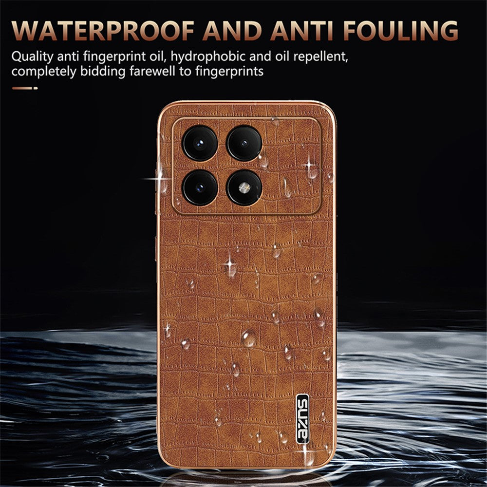 AZNS For Xiaomi Redmi K70E 5G / Poco X6 Pro 5G Case PU Leather + TPU Electroplating Phone Cover