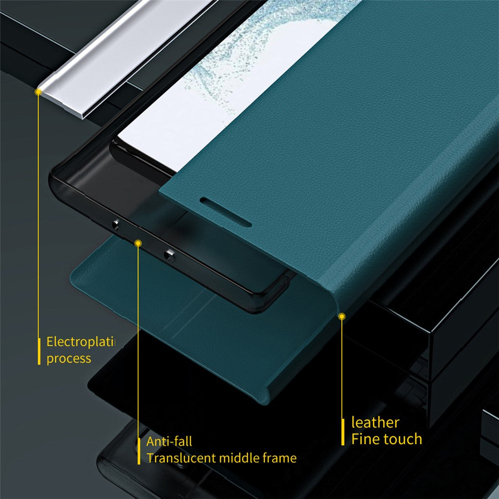 Til Samsung Galaxy A55 5G Etui Anti-Drop Læder Telefoncover med Stativ