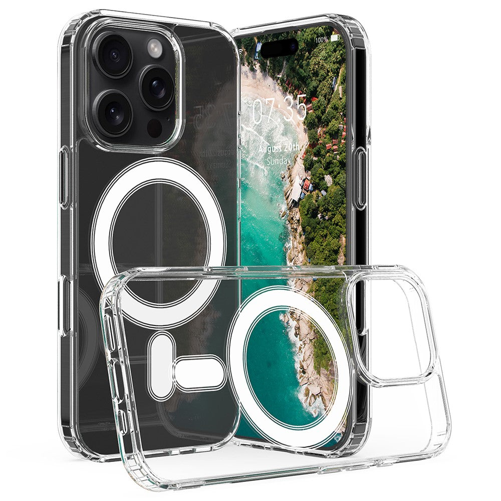 Til iPhone 16 Pro Cover TPU+Akryl Gennemsigtigt Telefoncover Kompatibelt med MagSafe