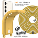 For Samsung Galaxy S23+ Case Liquid Silicone Card Holder Phone Back Cover with Lanyard