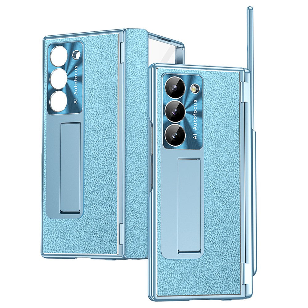 For Samsung Galaxy Z Fold6 5G Case Hinge Protection PU+PC Phone Cover with Stylus