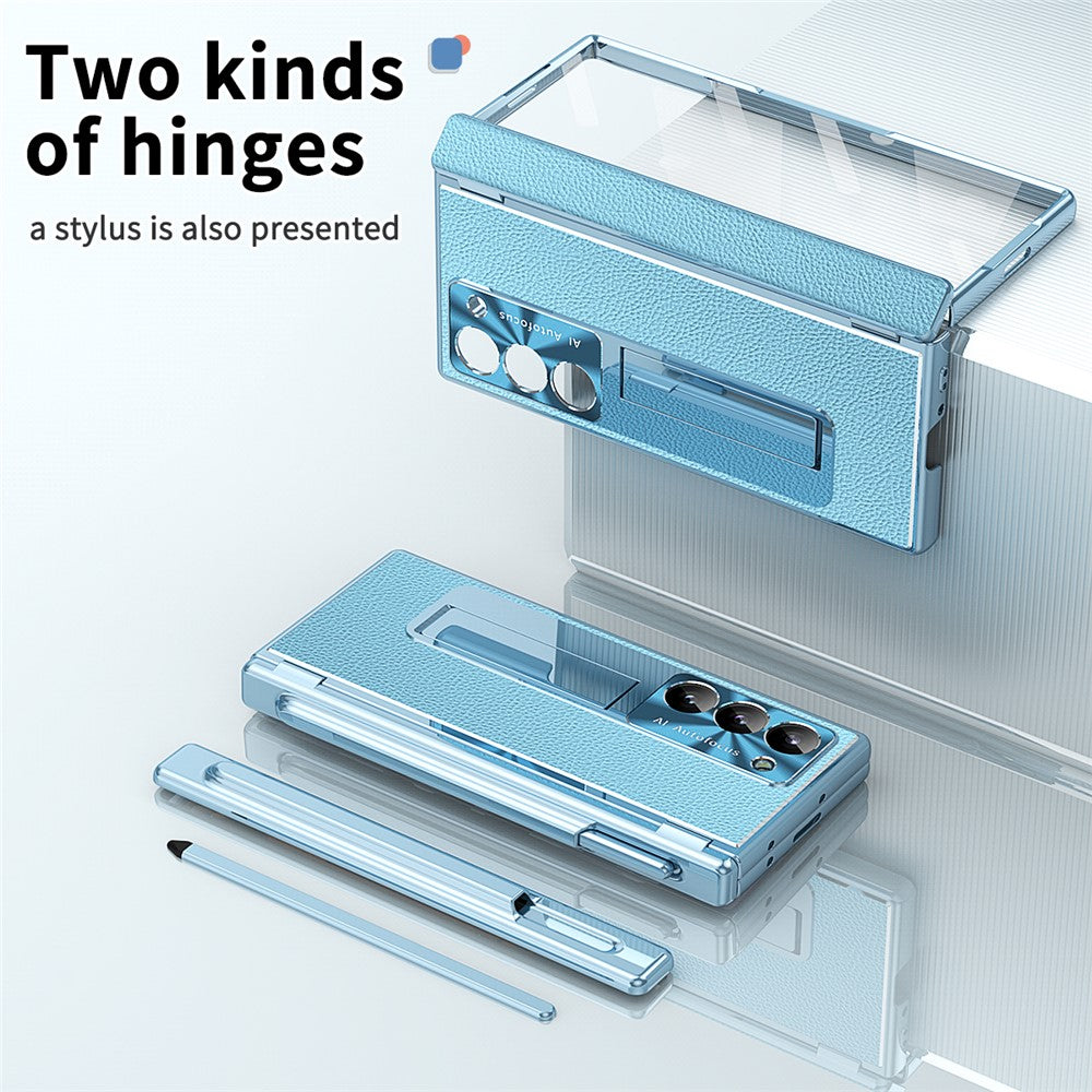 For Samsung Galaxy Z Fold6 5G Case Hinge Protection PU+PC Phone Cover with Stylus