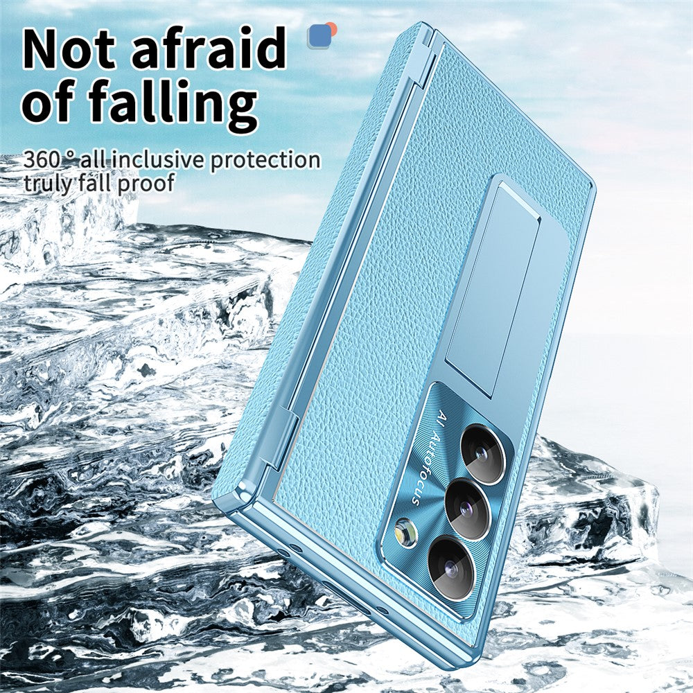 For Samsung Galaxy Z Fold6 5G Case Hinge Protection PU+PC Phone Cover with Stylus