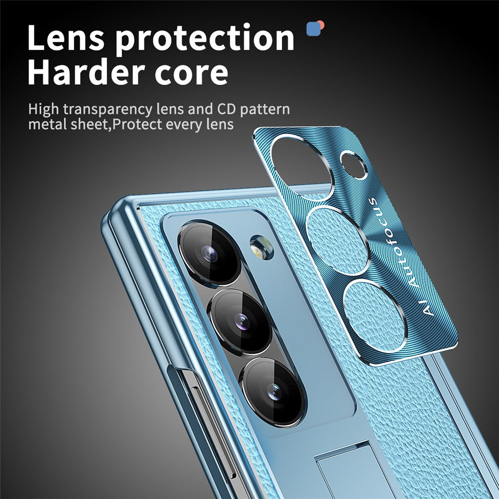 For Samsung Galaxy Z Fold6 5G Case Hinge Protection PU+PC Phone Cover with Stylus