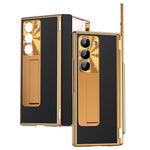 For Samsung Galaxy Z Fold6 5G Case Hinge Protection PU+PC Phone Cover with Stylus