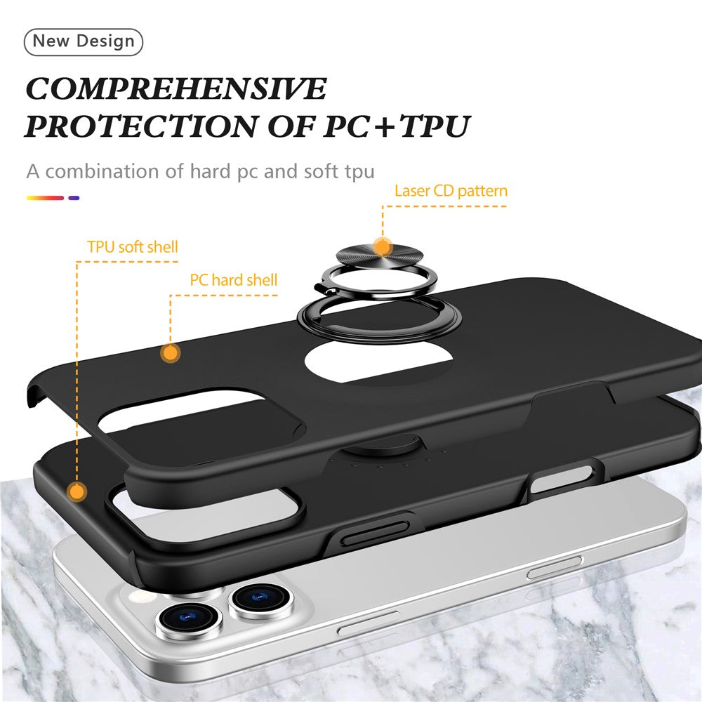 Til iPhone 16 Pro Cover Støttefod PC+TPU Telefoncover Magnetisk Bilmontering
