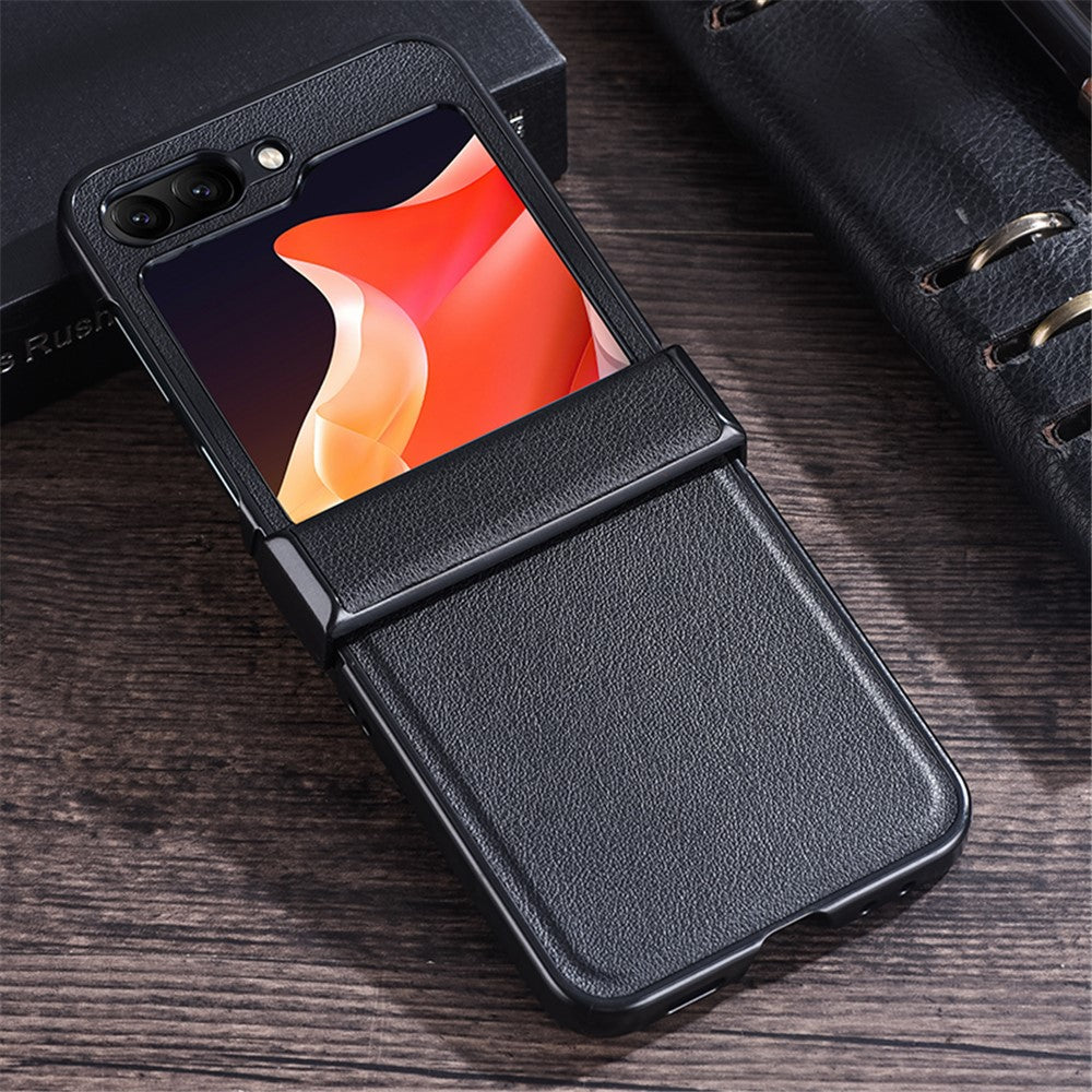 For Samsung Galaxy Z Flip7 FE 5G / Z Flip6 5G Case PU Leather+PC Hinge Protection Phone Cover