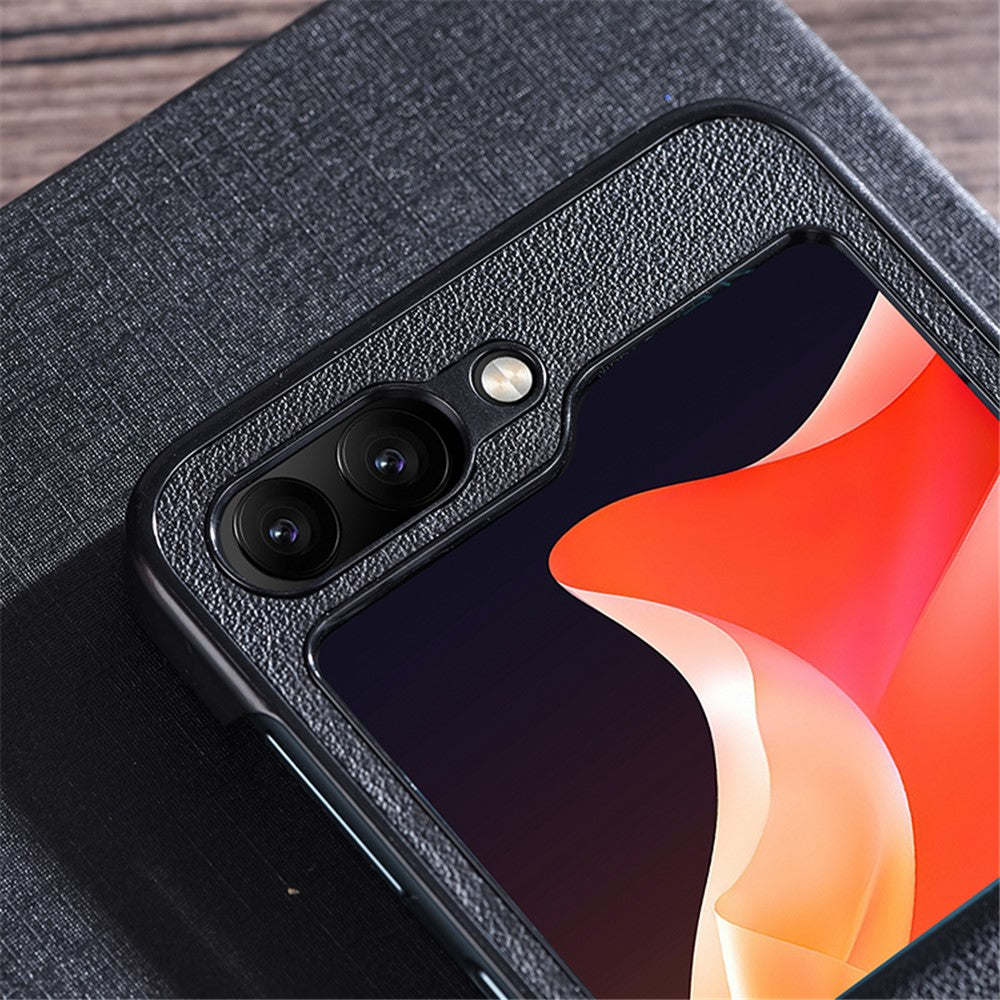 For Samsung Galaxy Z Flip7 FE 5G / Z Flip6 5G Case PU Leather+PC Hinge Protection Phone Cover